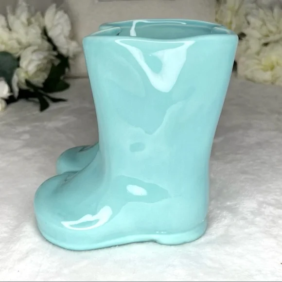 ❌SOLD❌ Rae Dunn NWT FRESH HERBS Rain Boots Planter Aqua Blue Green 6” Planter - Picture 14 of 16
